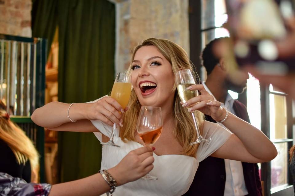Bride drinks