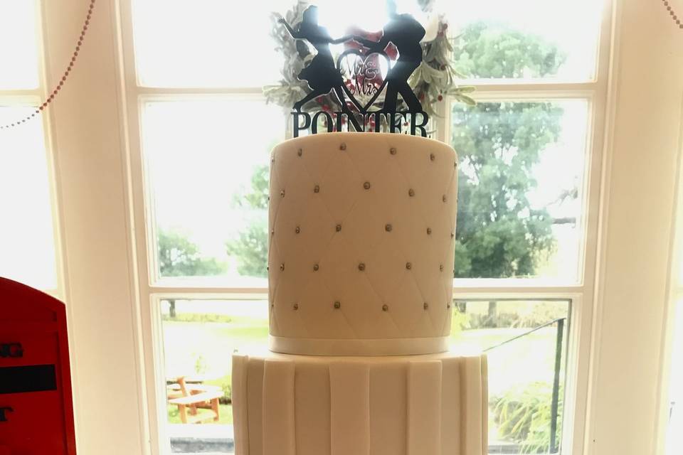 Scroll and column cake