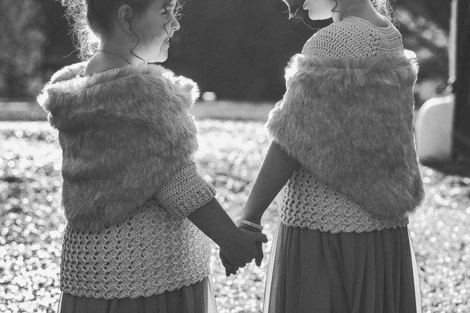 Young girls hand in hand