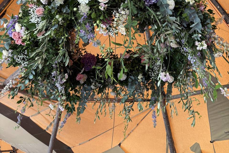 Hanging floral chandelier