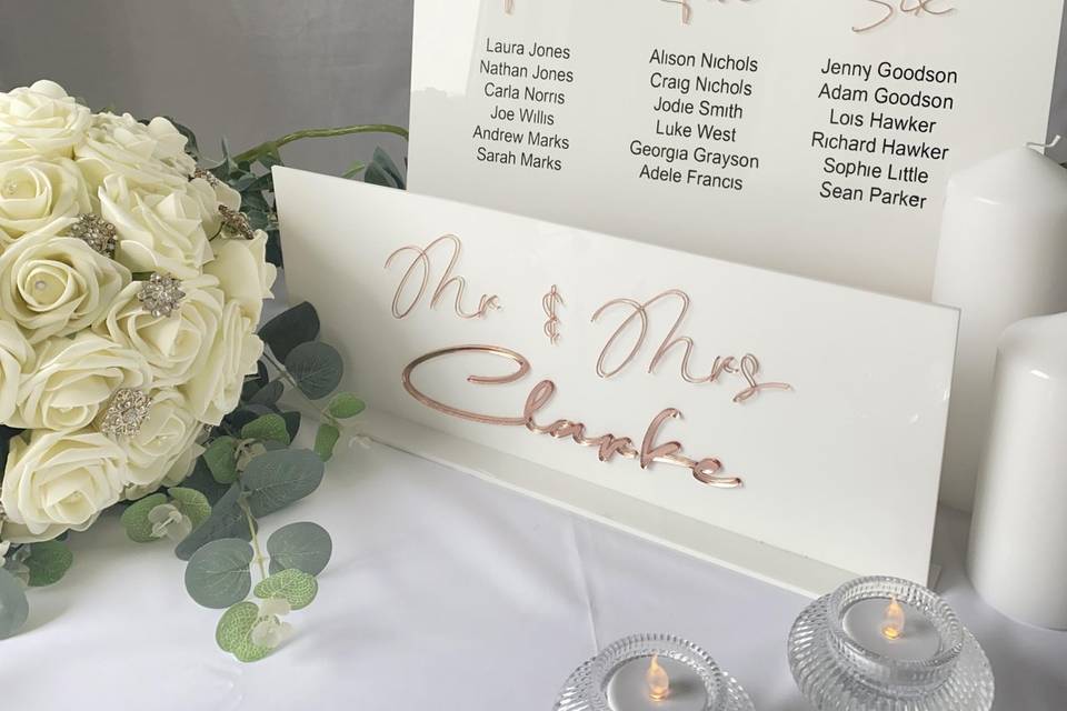 Top Table Sign & Seating Plan