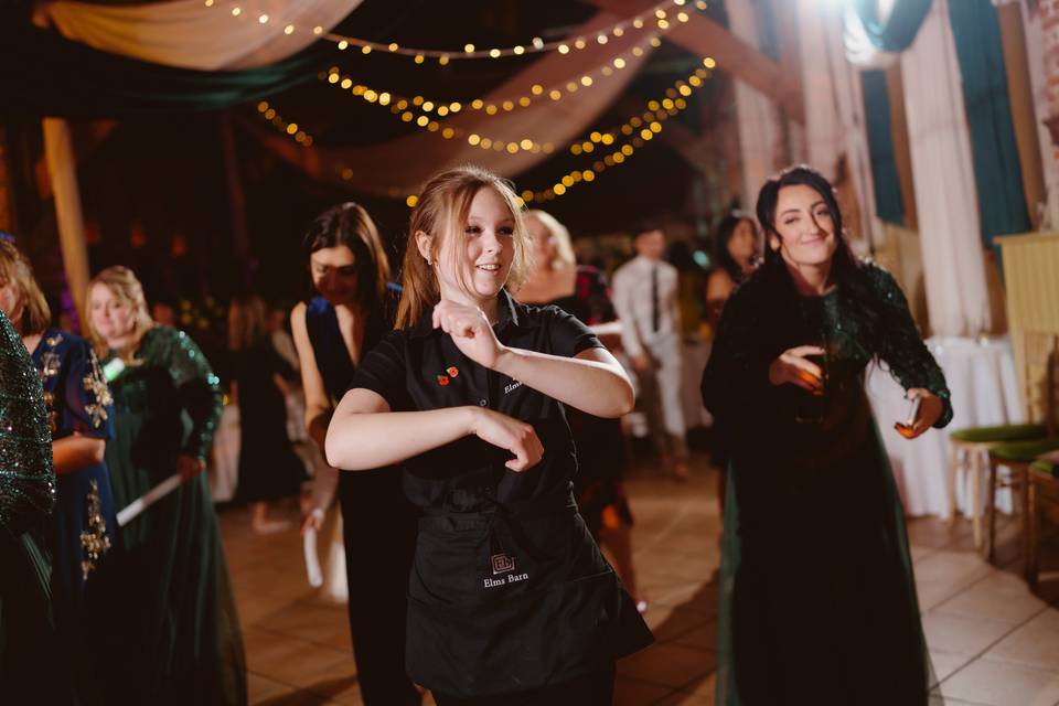 Staff having a dance