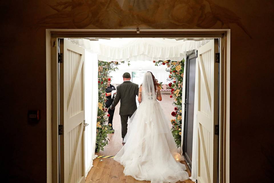 Exiting the ceremony