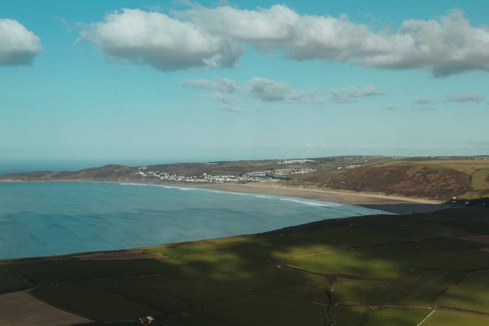 Beach then view up to Pickwell