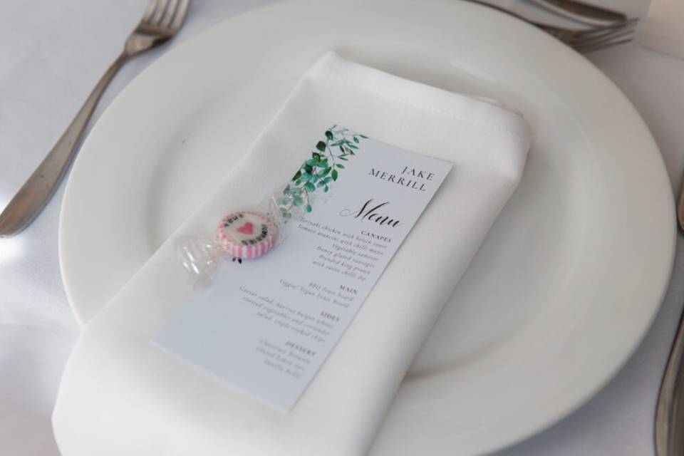 Wedding menu