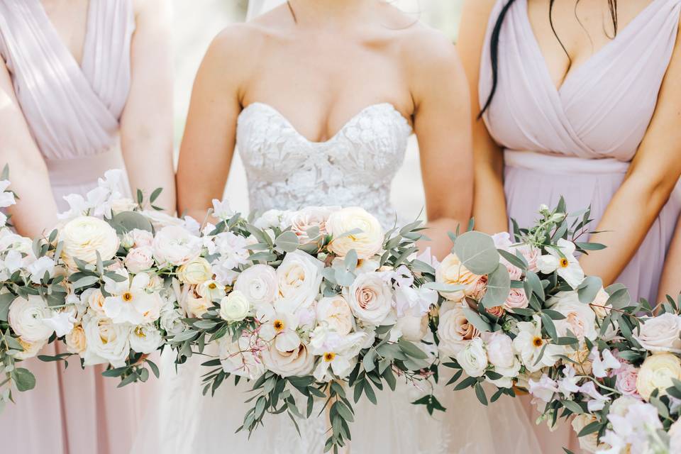 Blossoming wedding bouquets
