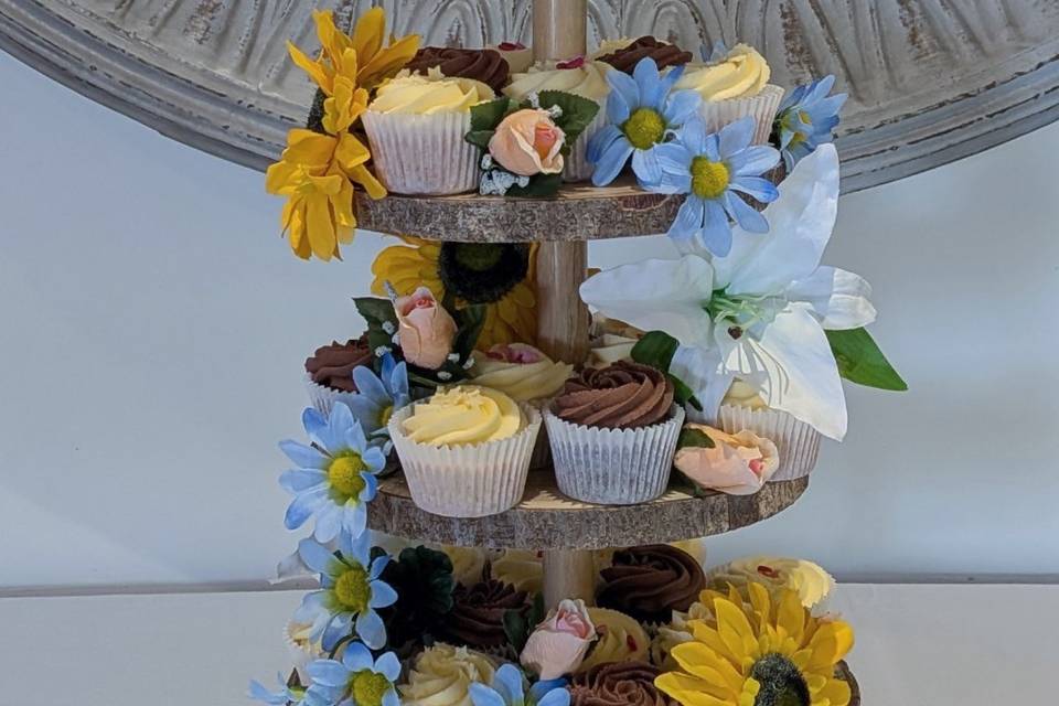 Floral cupcake tower