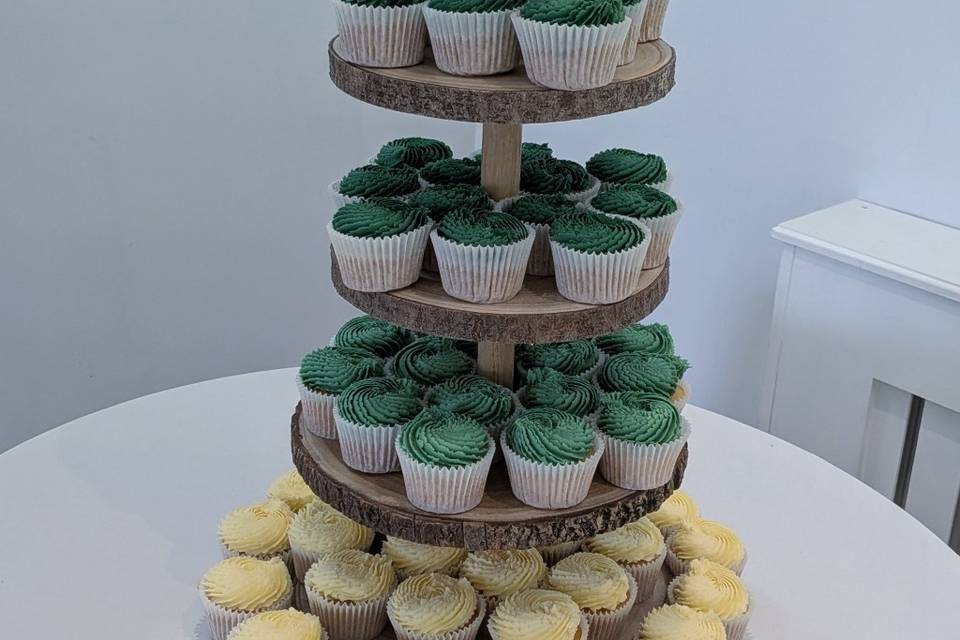 Green ombre cupcake tower