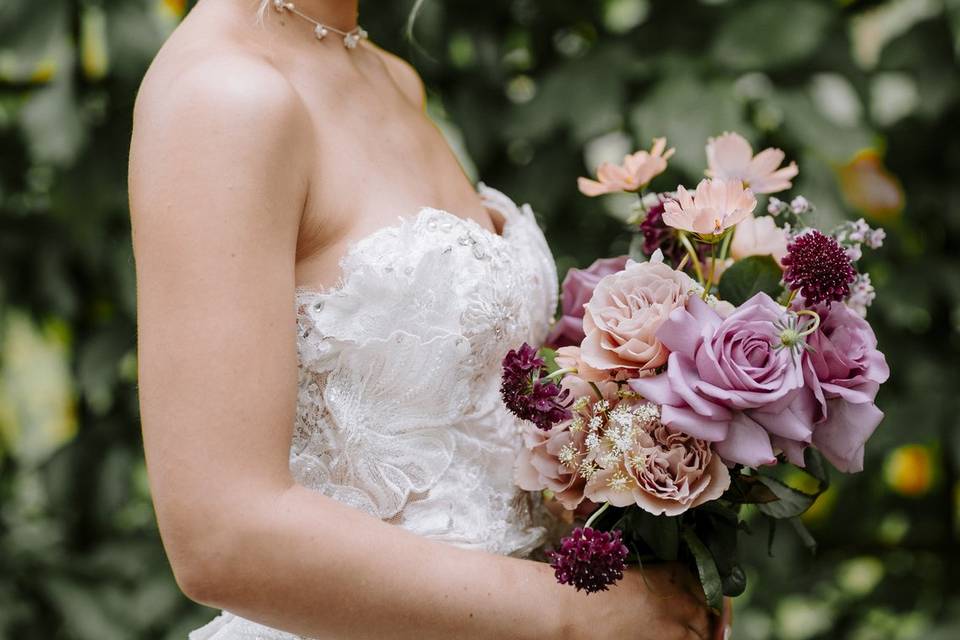 Admiring the bouquet