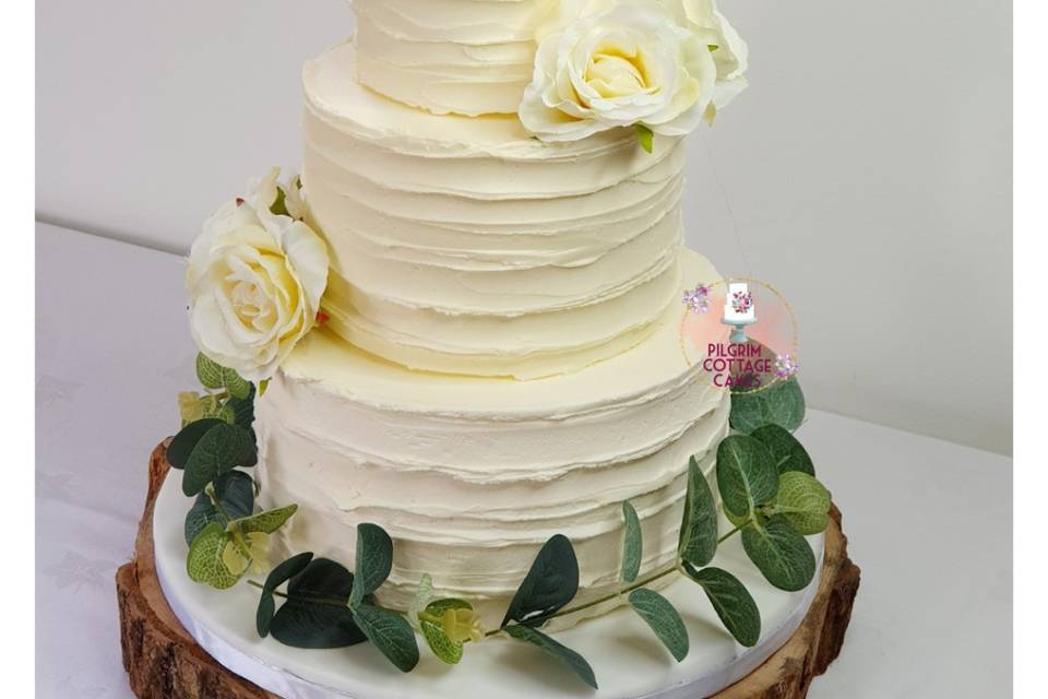 3 tiered rustic buttercream