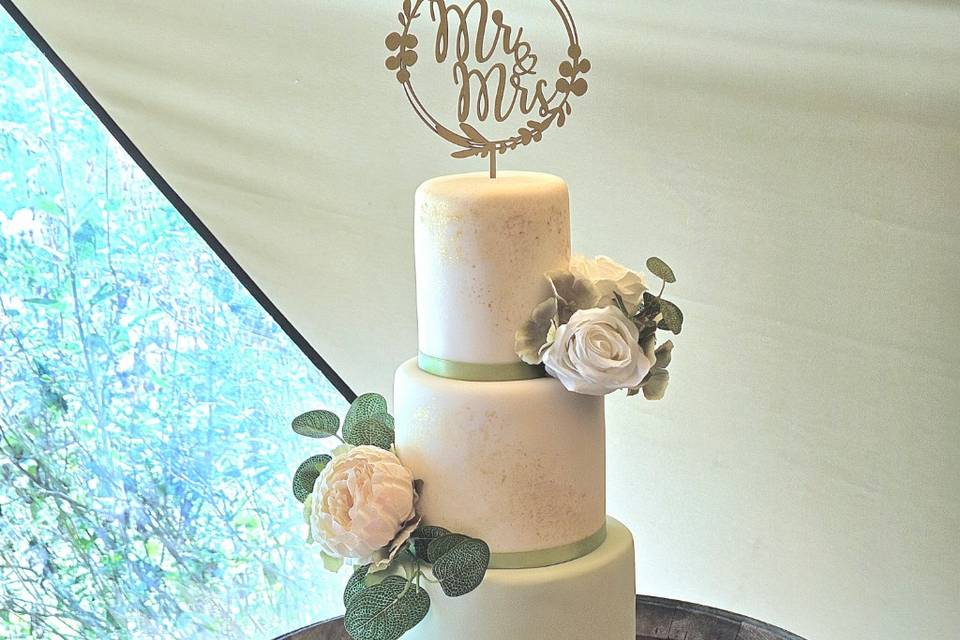 3 tier fondant covered cake
