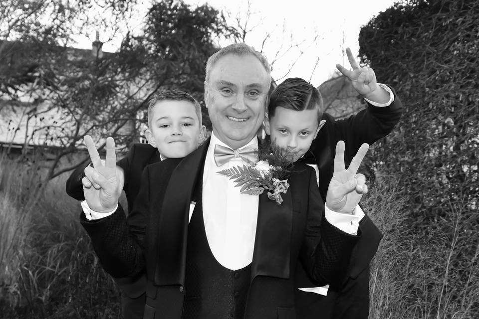 The groom and his grandkids