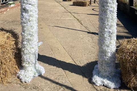 White flower arch