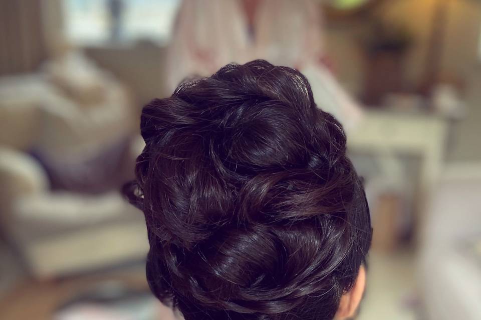 Soft curls updo