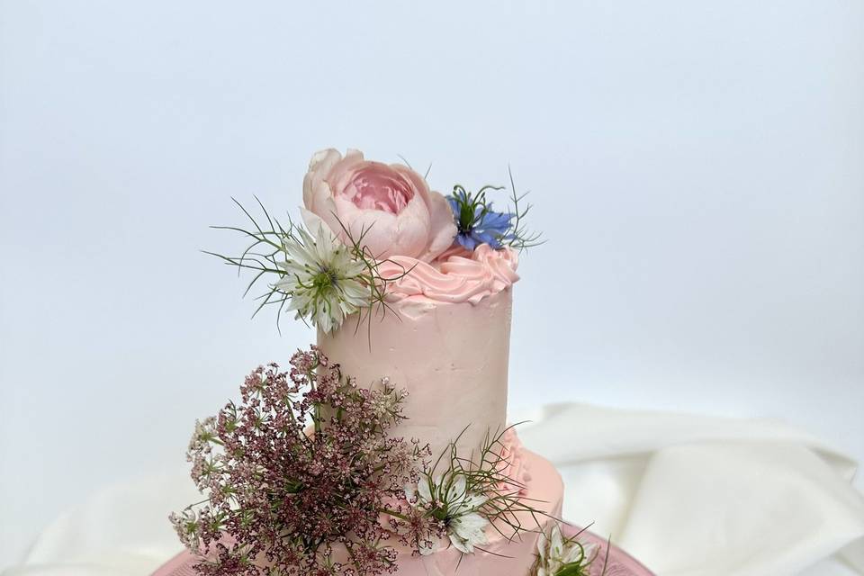 Pink with flowers