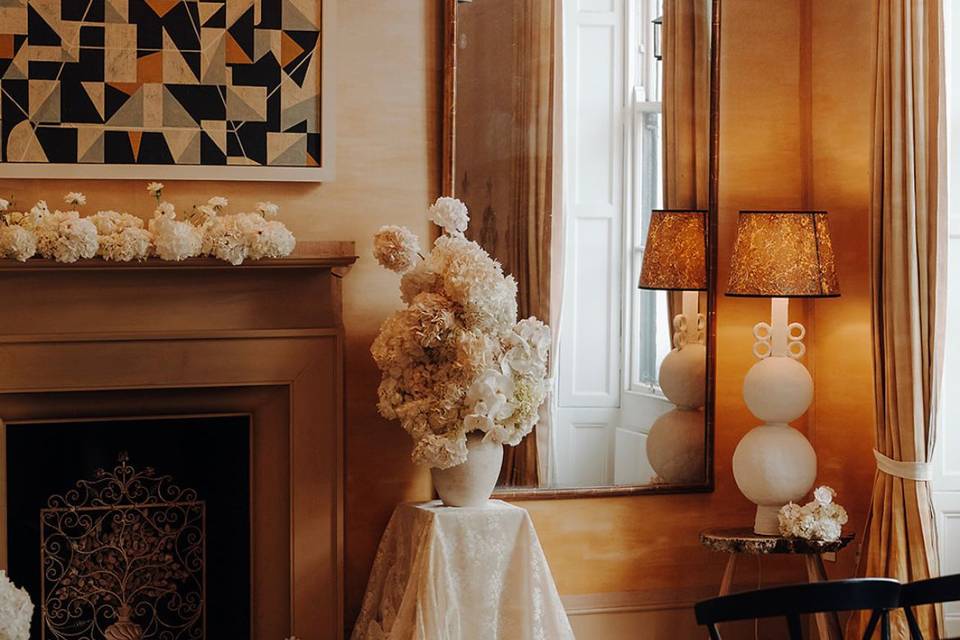 A styled ceremony room