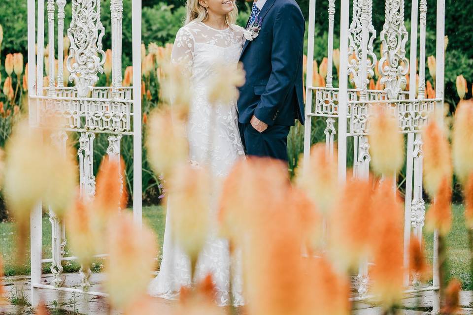 Couple portrait with flowers