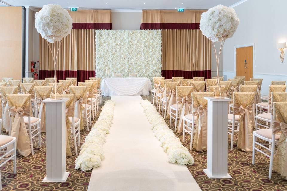 Indoor wedding ceremony at Macdonald Botley Park Hotel & Spa