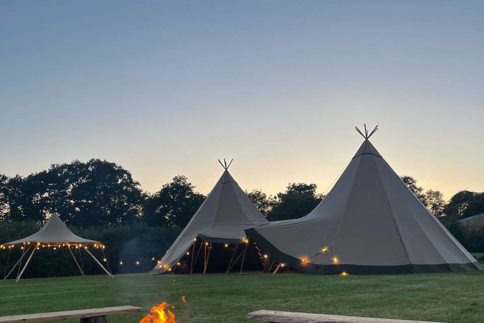 Tipis with fire pit