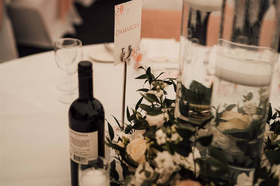 Table with peach decor