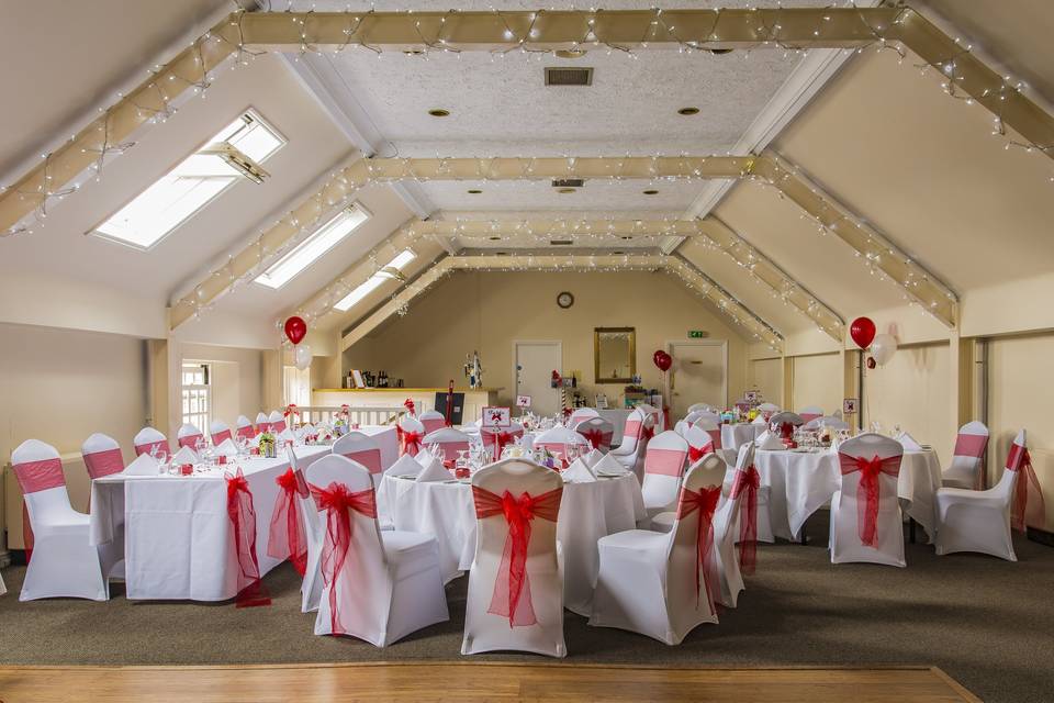 Elegant seat covers with red sashes