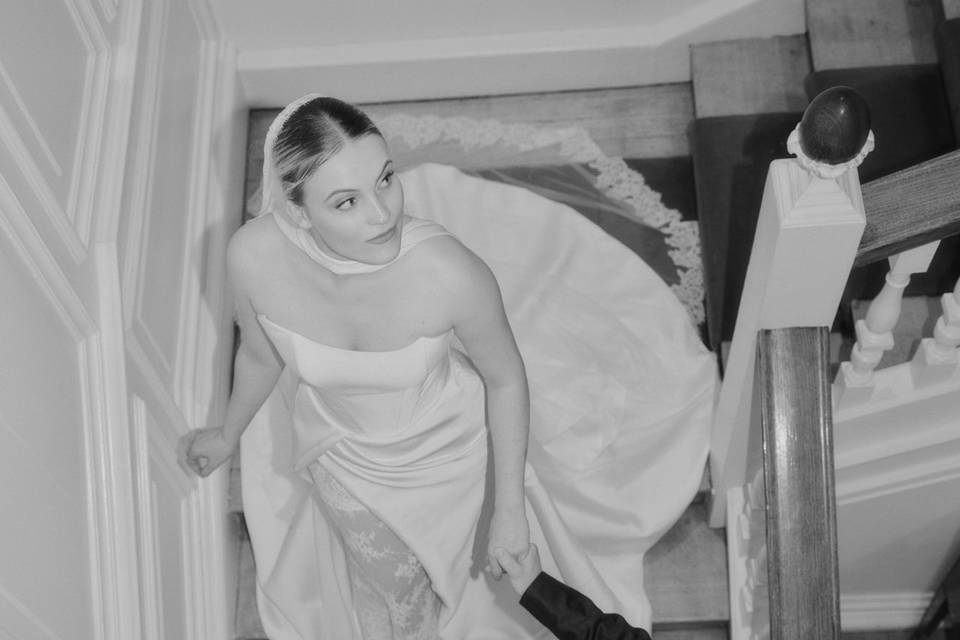 He toohtk her down the stairs
