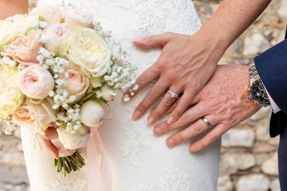Wedding Rings and Bouquet