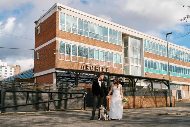 Wide shot of outside venue