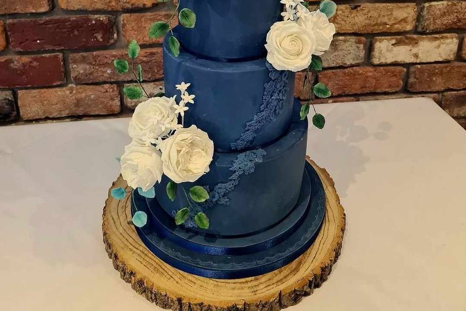 Navy with white sugar roses