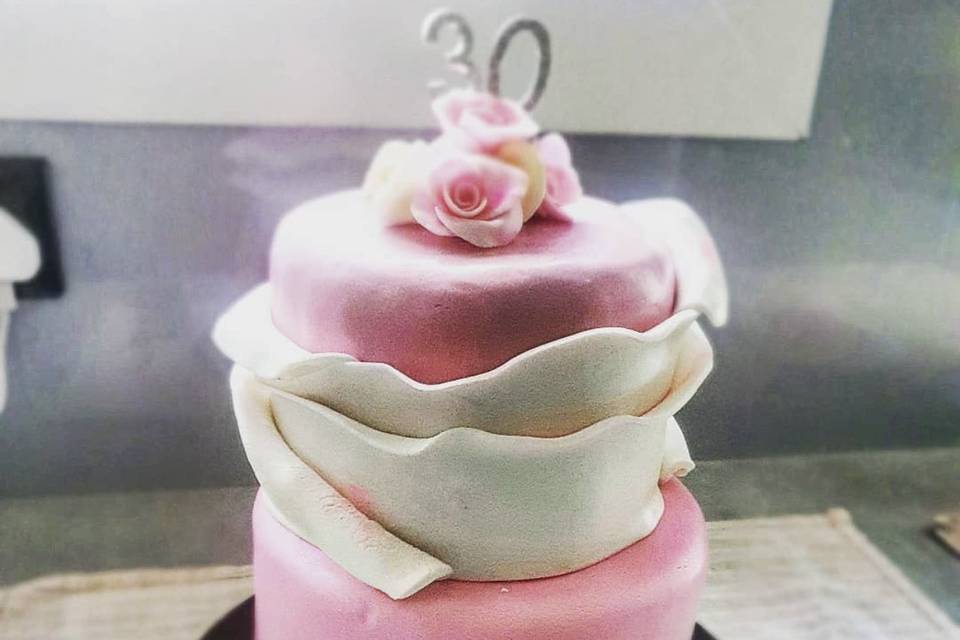 Pink and white cake