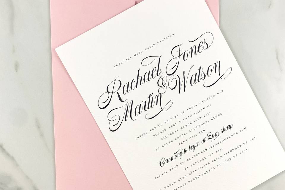 Blush ceremony invitation