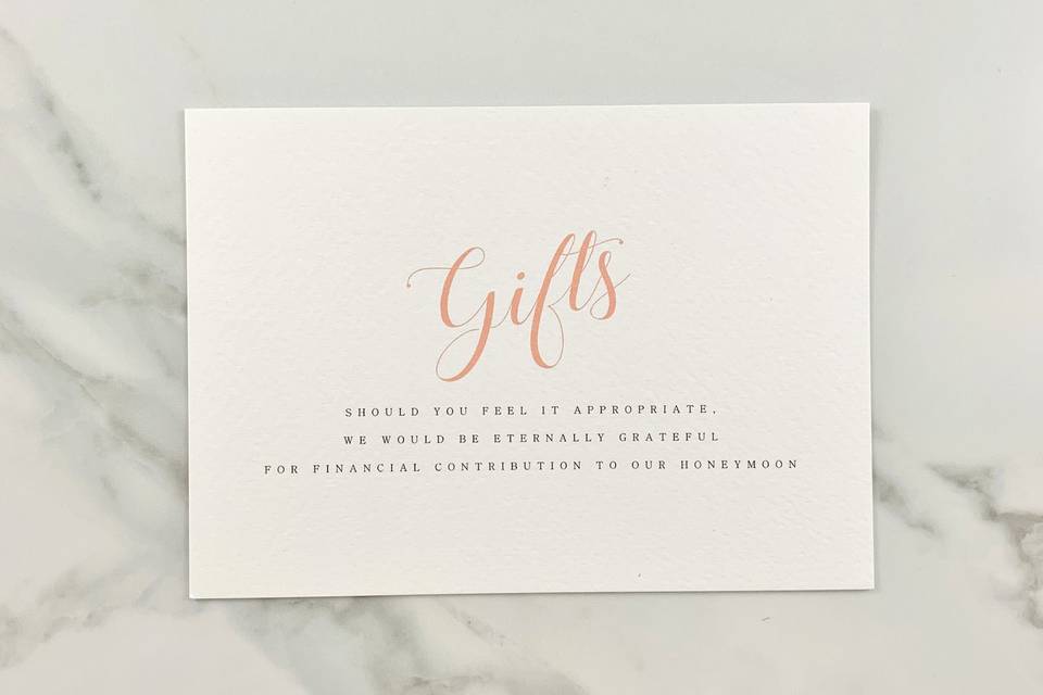 Gray gift info card