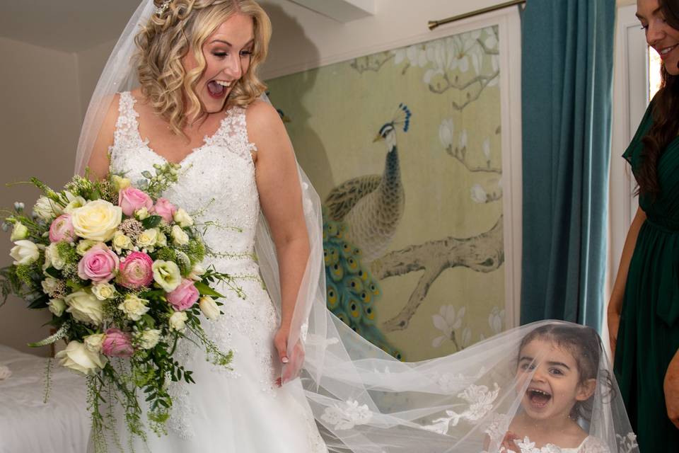 Bridesmaid under veil