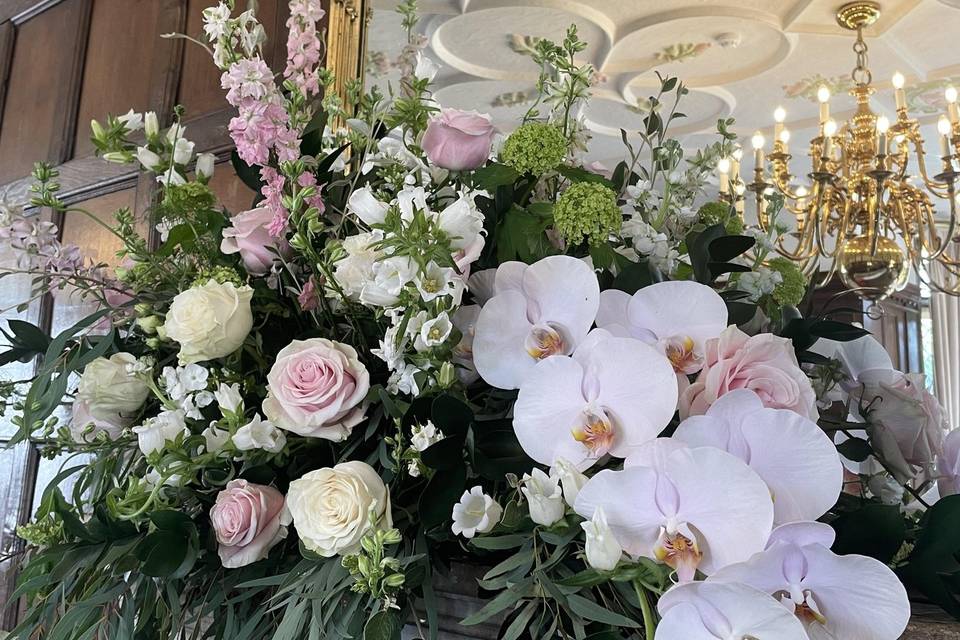 Flowers on Fireplace