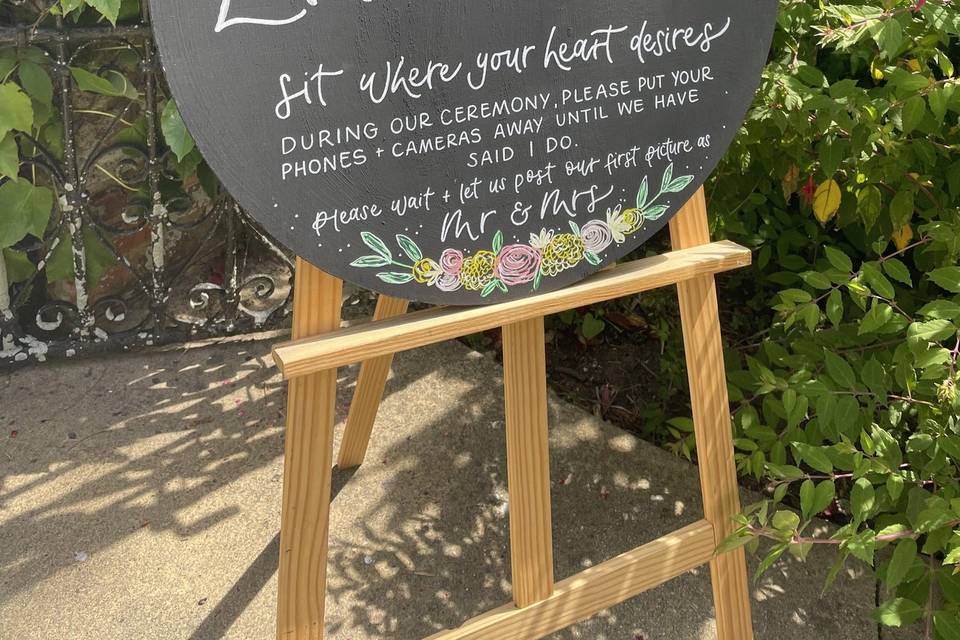 Wedding ceremony sign