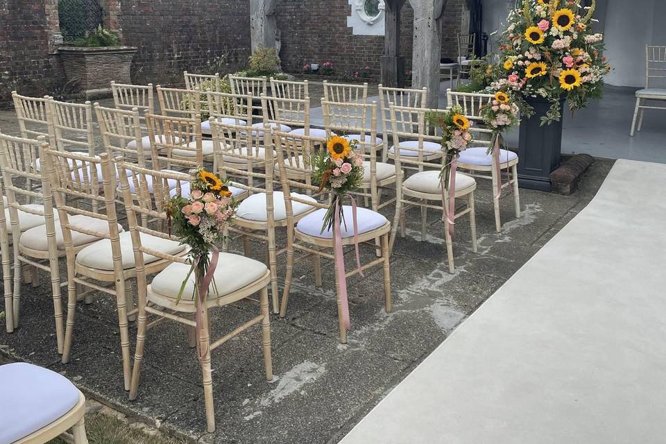 Bright floral outdoor wedding