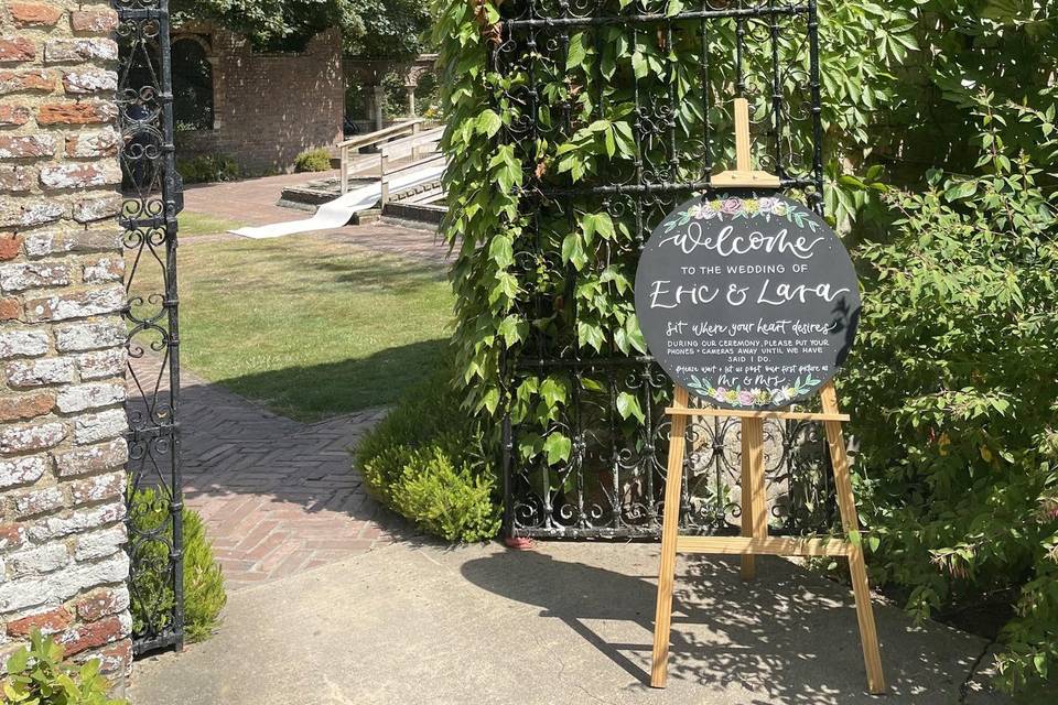Outdoor wedding sign