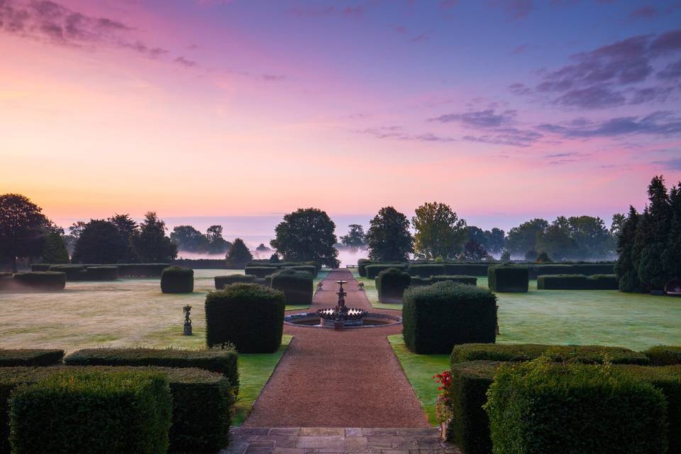 Stunning gardens at dusk