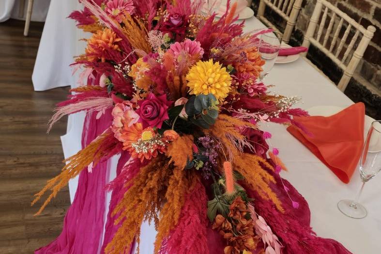 Orange and pink venue decor