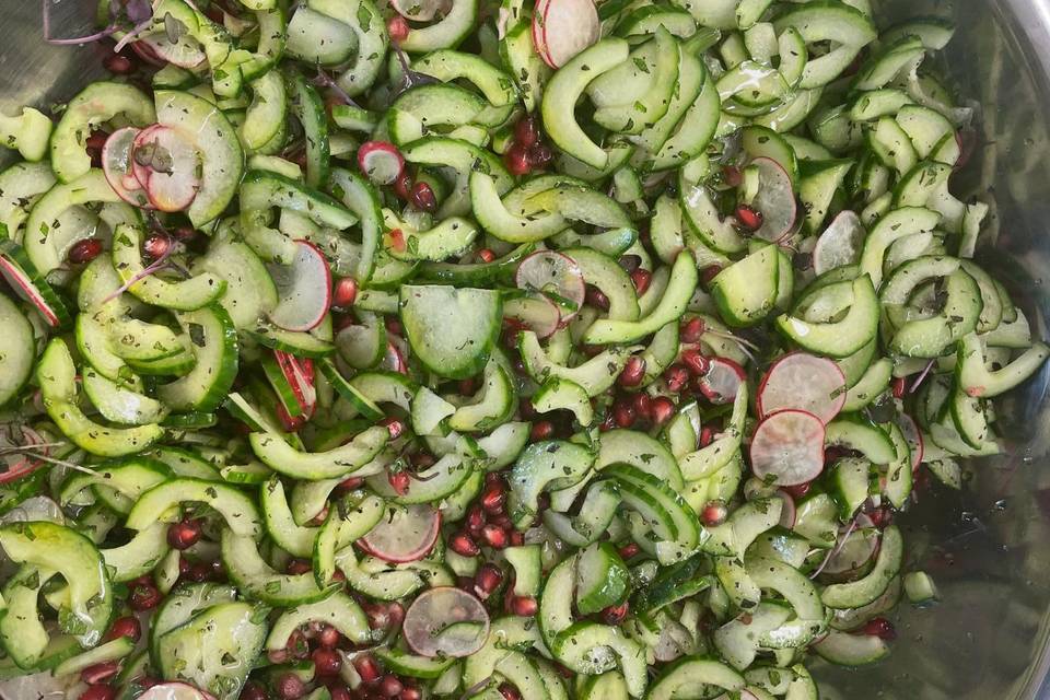 Cucumber, radish & pomegranate