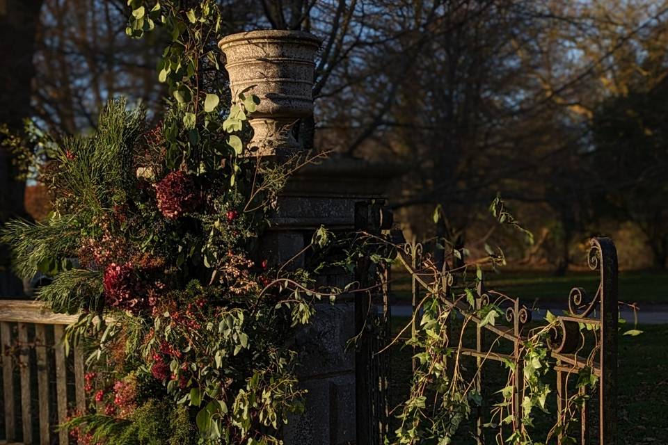 Floral gate installation