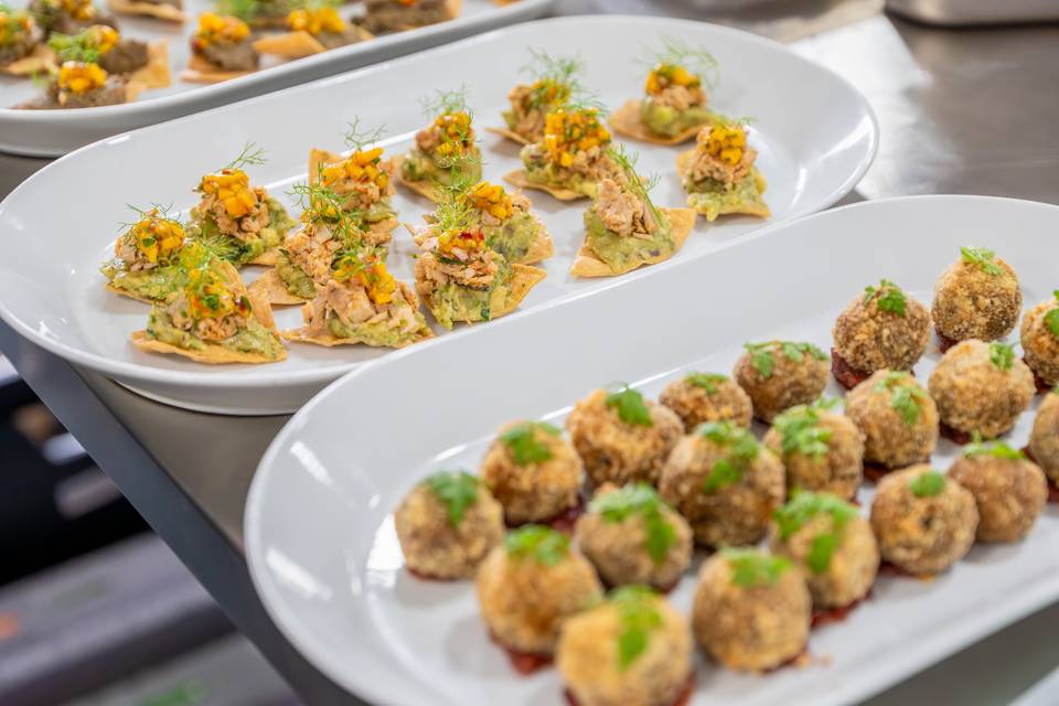 Platter of served canapes