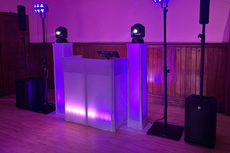 White booth wedding set up