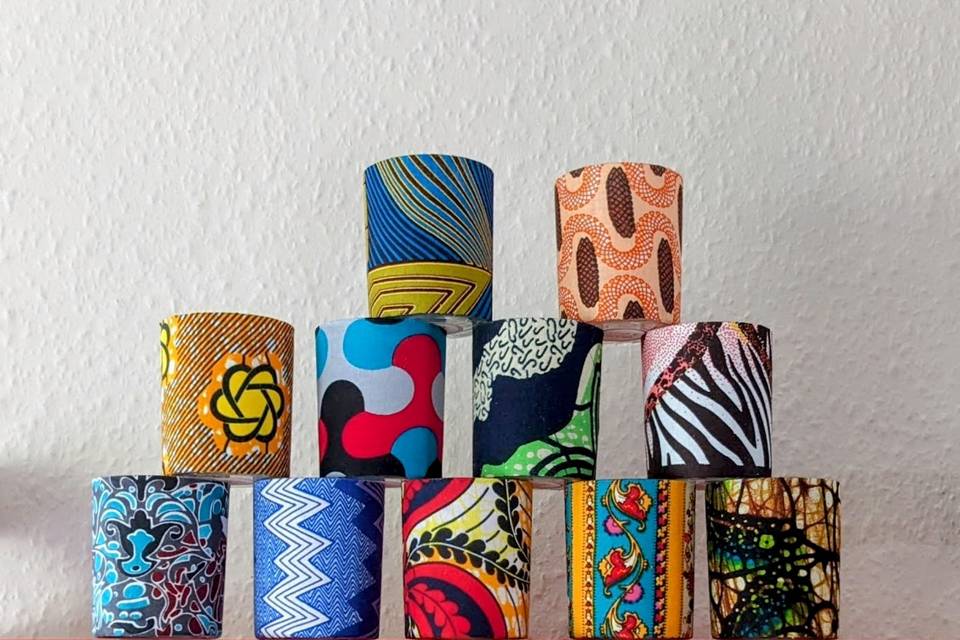 African print candle holders