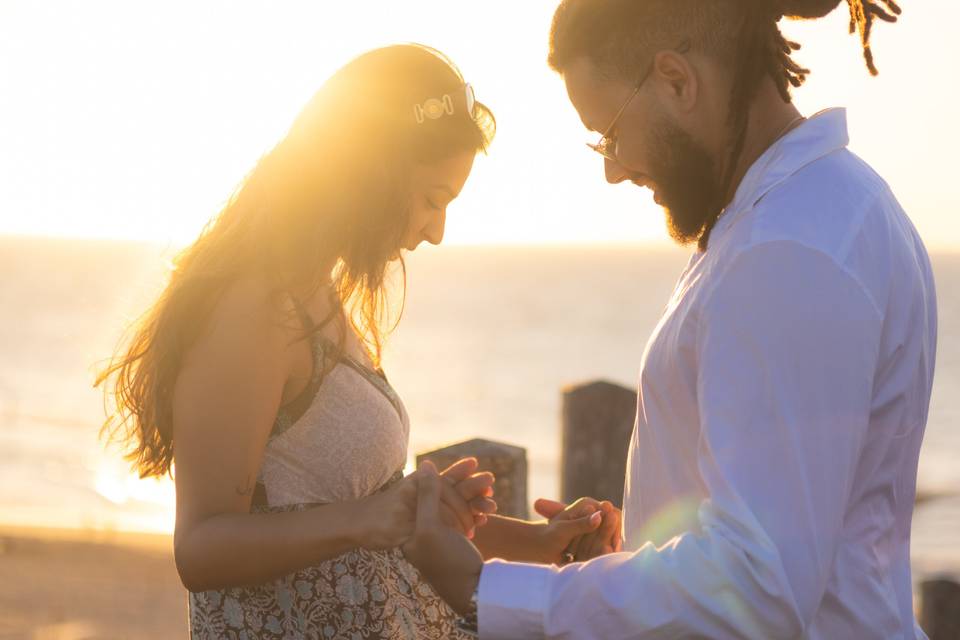 Sunset beach engagement