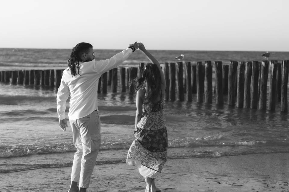 Sunset beach engagement