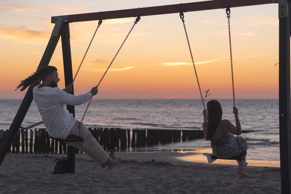 Sunset beach engagement