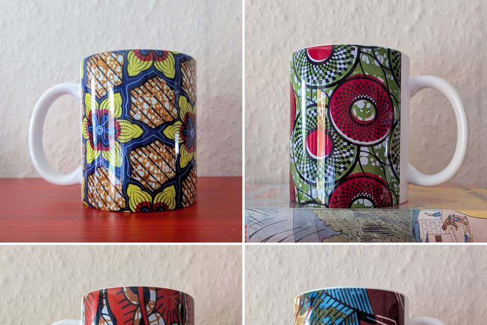 African print ceramic mugs