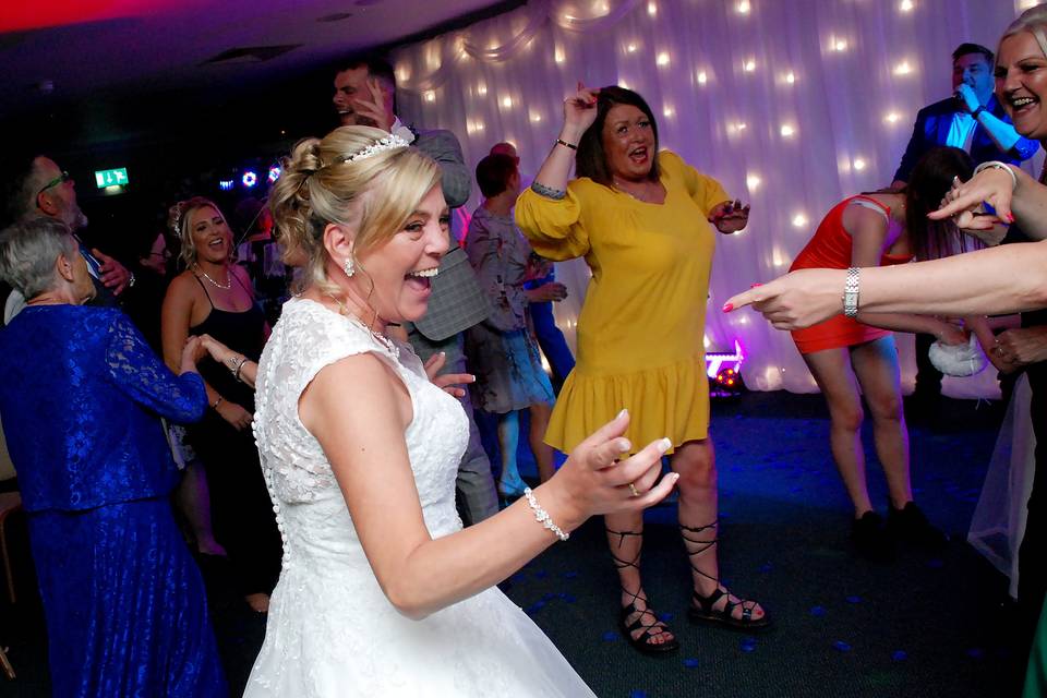 Bride having fun