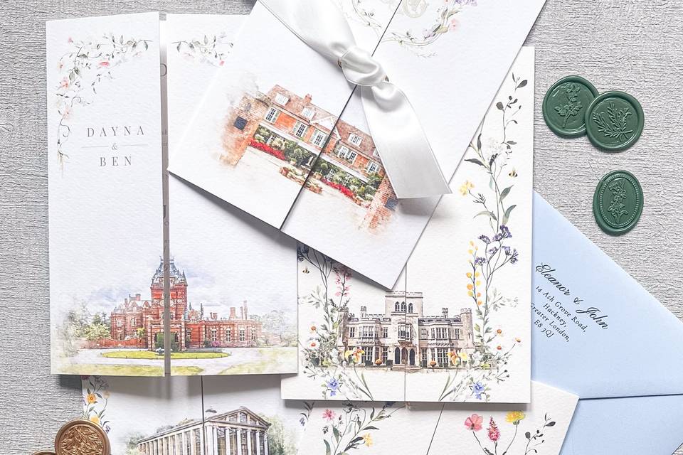 Gatefold wedding invites